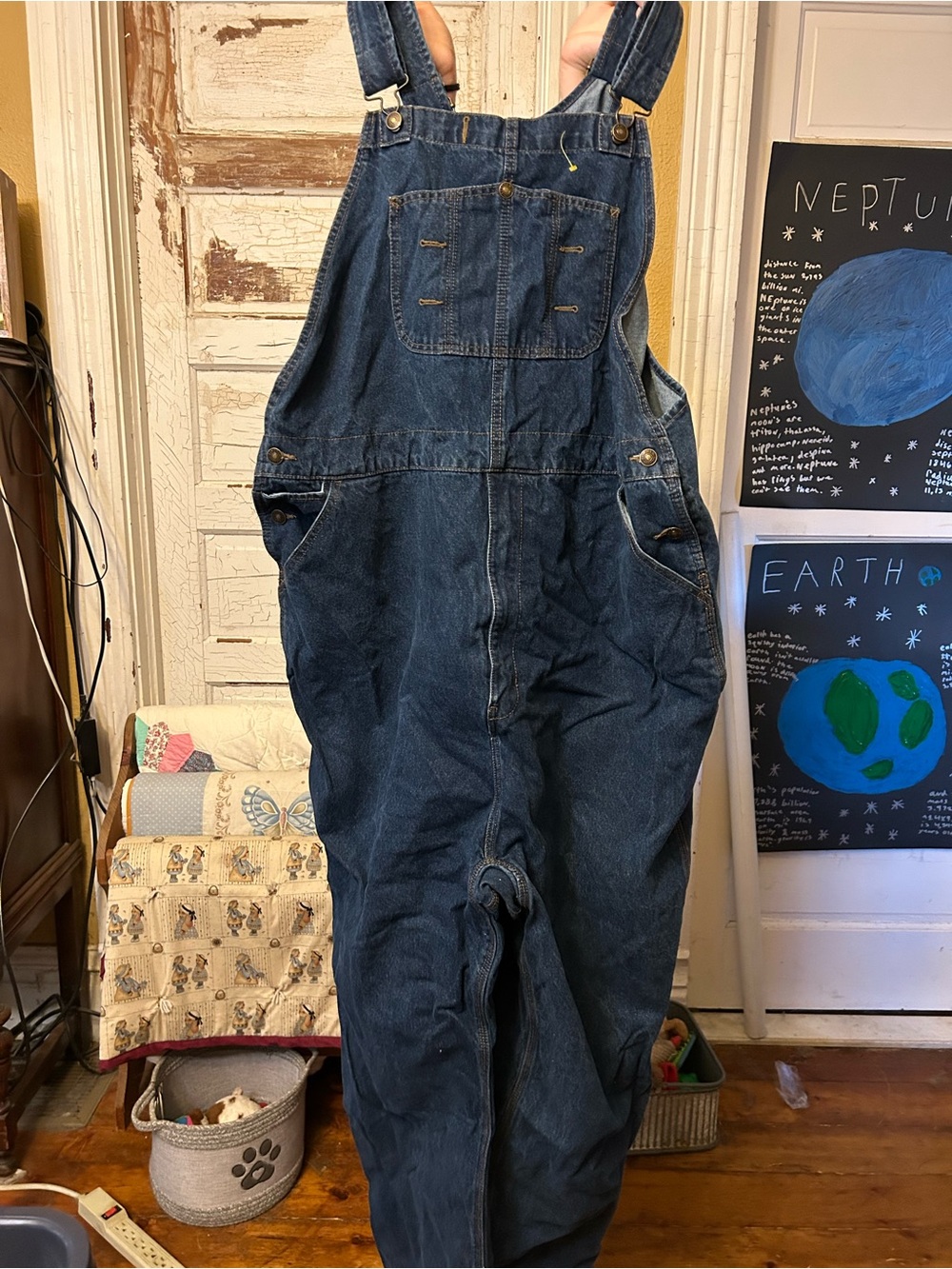 Relaxed Dark Blue Men's Denim Overalls